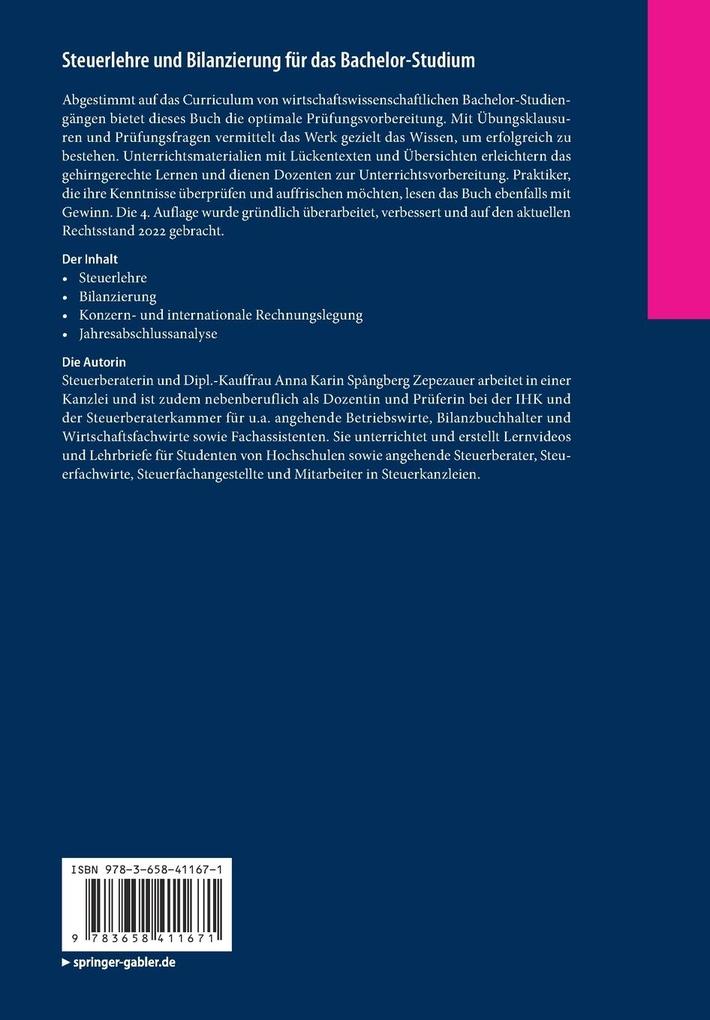 Weitere Ansicht: Steuerlehre und Bilanzierung für das Bachelor-Studium | Anna Karin Spångberg Zepezauer