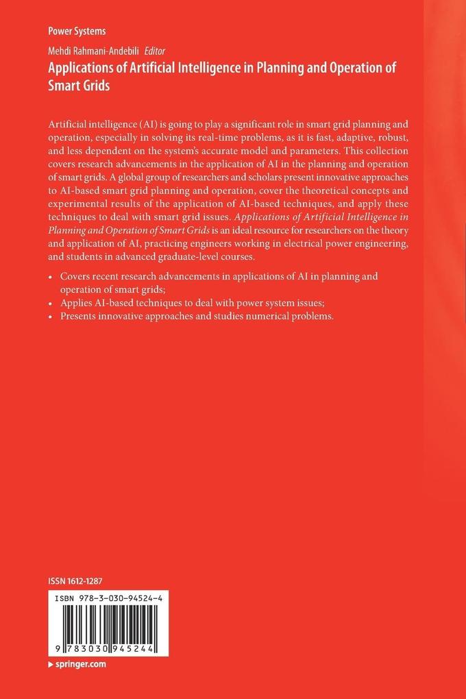 Weitere Ansicht: Applications of Artificial Intelligence in Planning and Operation of Smart Grids
