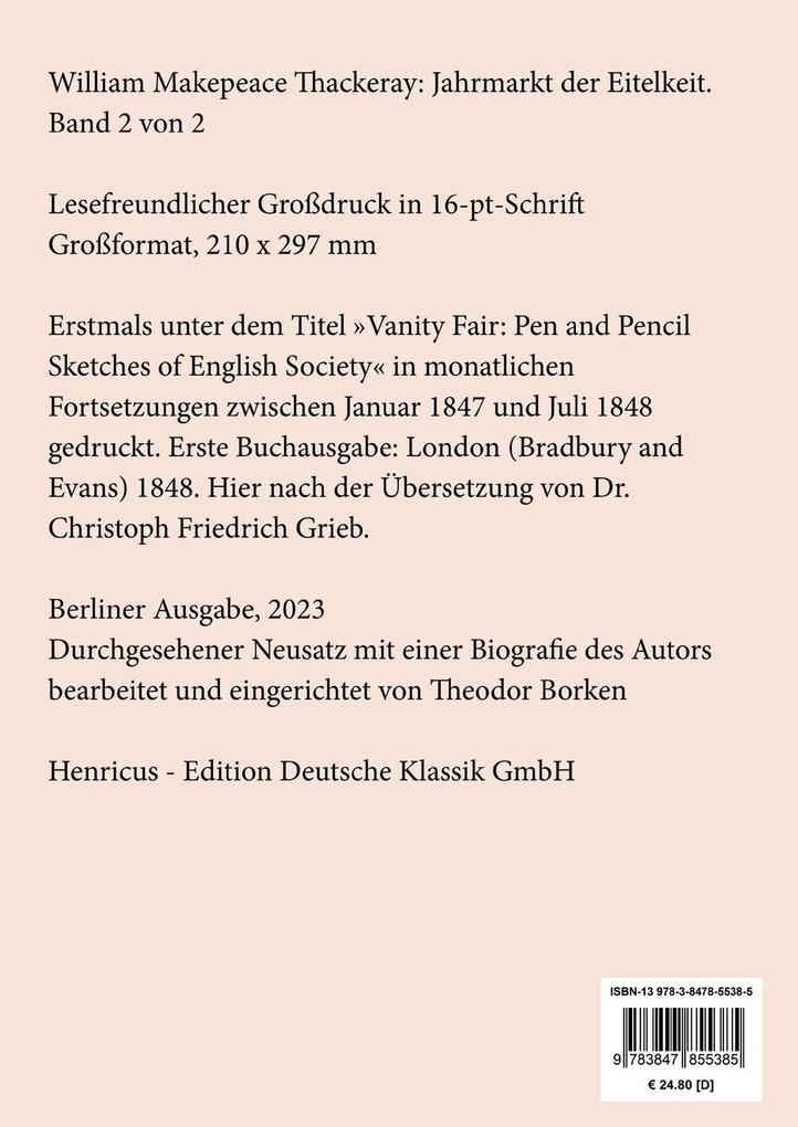 Weitere Ansicht: Jahrmarkt der Eitelkeit (Großdruck) | William Makepeace Thackeray