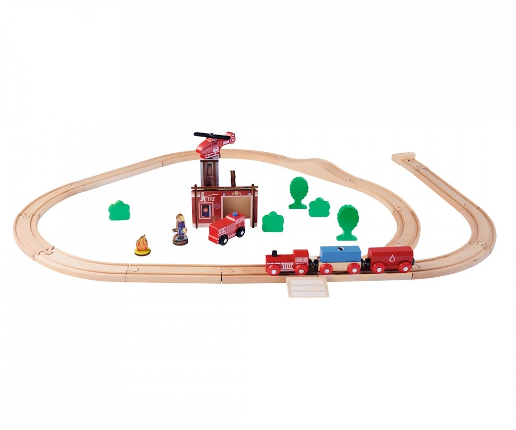 Weitere Ansicht: Eichhorn 100006205 - Holz-Schienenbahn, Feuerwehrset, 33-teilig