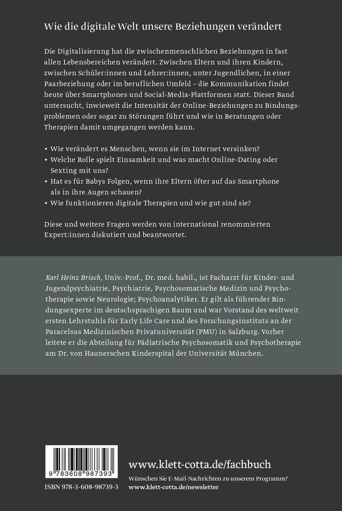 Weitere Ansicht: Gestörte Bindungen in digitalen Zeiten | Karl Heinz Brisch, Cassandra Alexopoulos, Paula Bleckmann, Christiane Eichenberg, Beate Priewasser