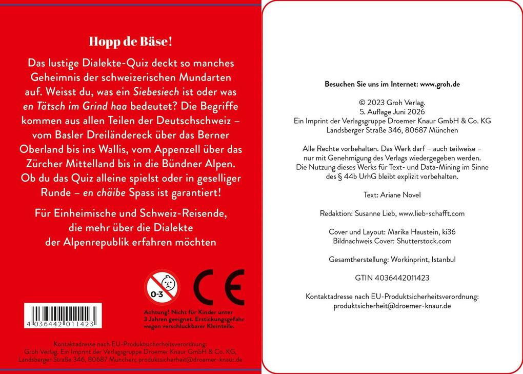 Weitere Ansicht: Grüezi! Das Schweizer Dialekte-Quiz | Ariane Novel