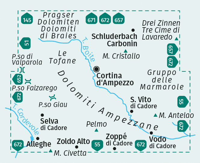 Weitere Ansicht: KOMPASS Wanderkarte 654 Cortina d'Ampezzo, Dolomiti Ampezzane, Monte Antelao 1:25.000