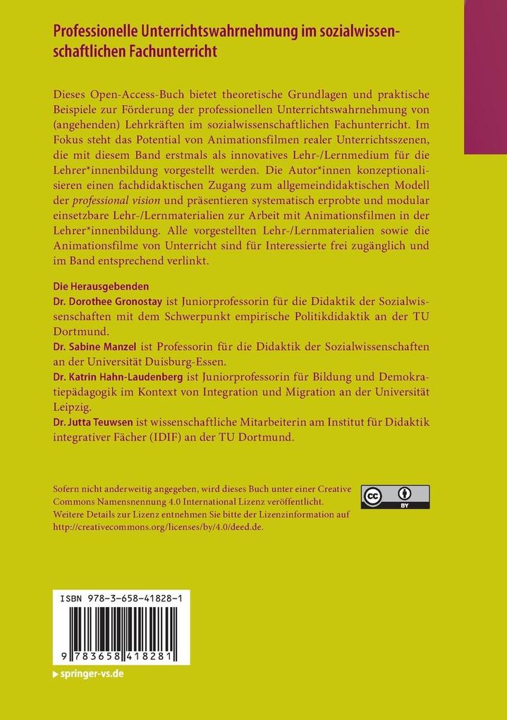 Weitere Ansicht: Professionelle Unterrichtswahrnehmung im sozialwissenschaftlichen Fachunterricht