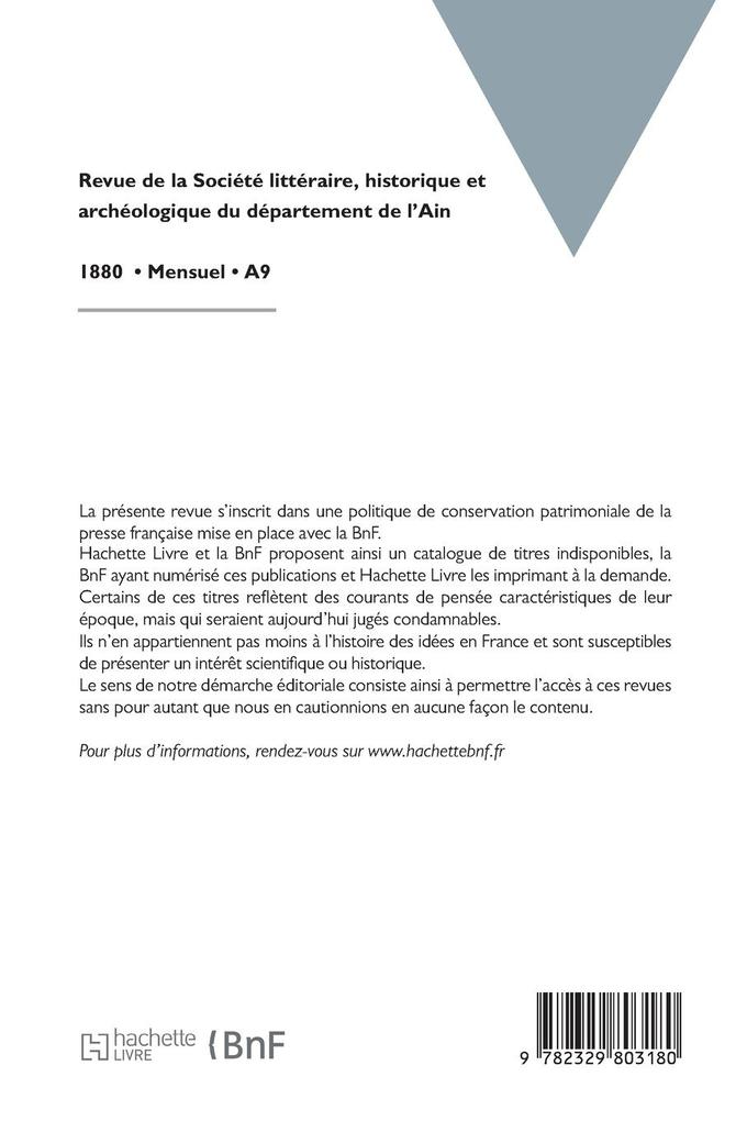 Weitere Ansicht: Revue de la Société Littéraire, Historique Et Archéologique Du Département de l'Ain | Societe Litteraire
