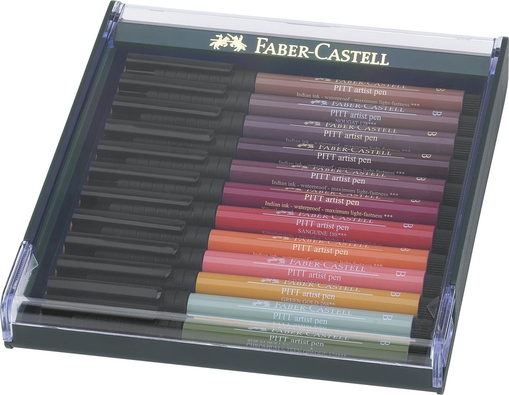 Produktbild: Faber-Castell Tuschestift PITT Artist Pen Brush 12er Set Erdfarben