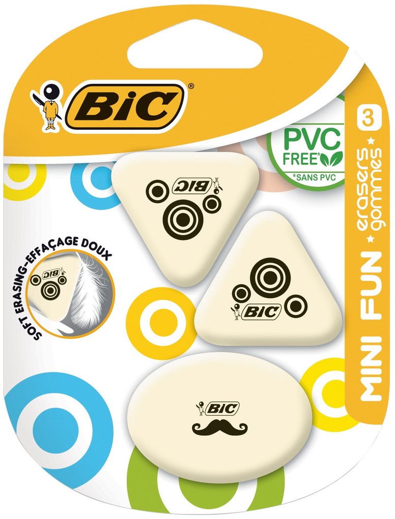 Produktbild: BIC Radiergummi MINI FUN 3er Set