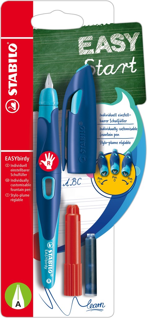Produktbild: STABILO Füller EASYbirdy Feder A mitternachtsblau/azur für Rechtshänder