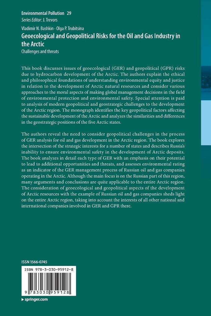 Weitere Ansicht: Geoecological and Geopolitical Risks for the Oil and Gas Industry in the Arctic | Vladimir N. Bashkin, Olga . Trubitsina