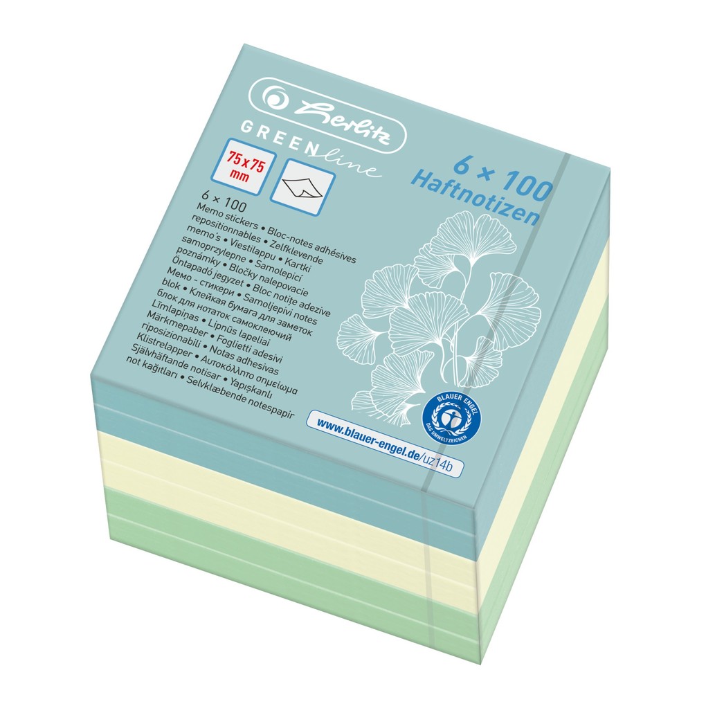 Weitere Ansicht: Herlitz Haftnotizblock GREENline 75x75mm 600 Blatt