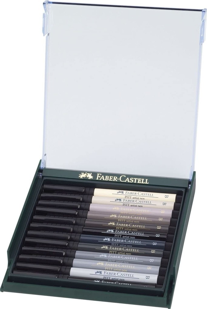 Weitere Ansicht: Faber-Castell Tuschestift PITT Artist Pen Brush 12er Set Grautöne