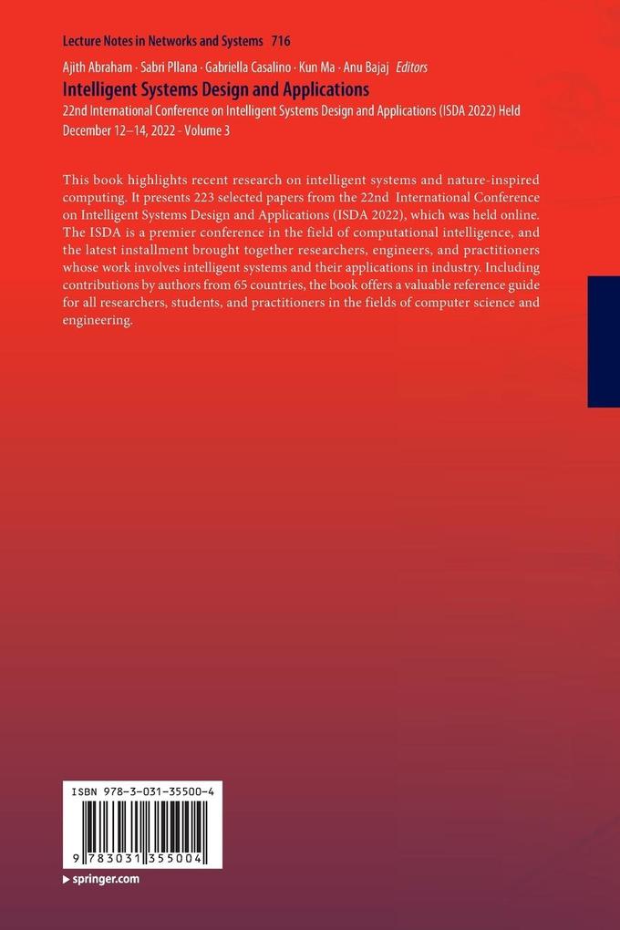 Weitere Ansicht: Intelligent Systems Design and Applications