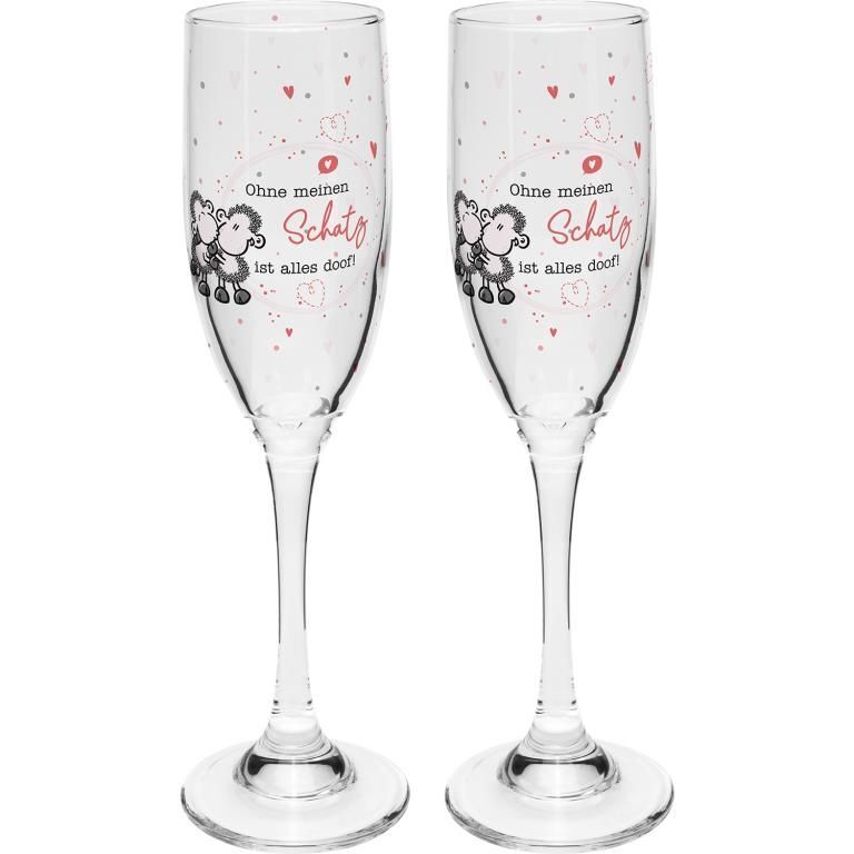 Produktbild: Sektglas Set Motiv "SCHATZ"