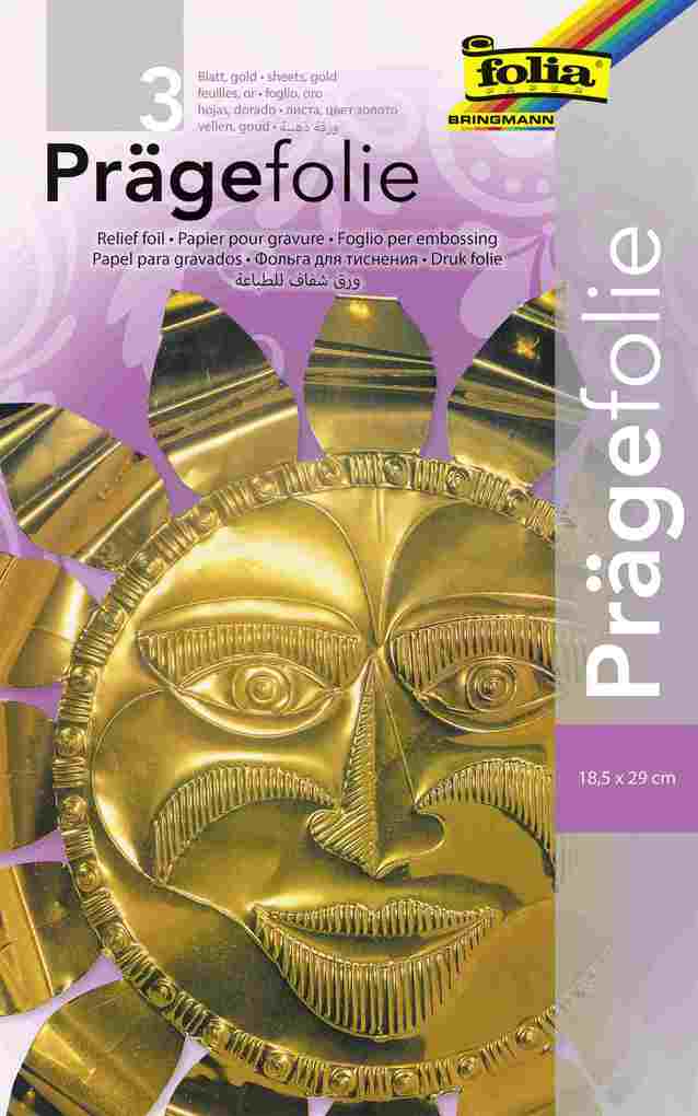 Produktbild: Folia Prägefolienmappe 70µ, 18,5x29cm, 3 Blatt, gold