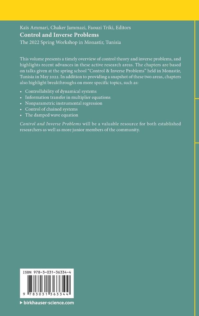 Weitere Ansicht: Control and Inverse Problems