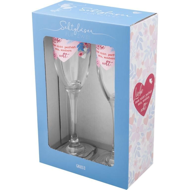Weitere Ansicht: Sektglas Set Motiv "ECHT"