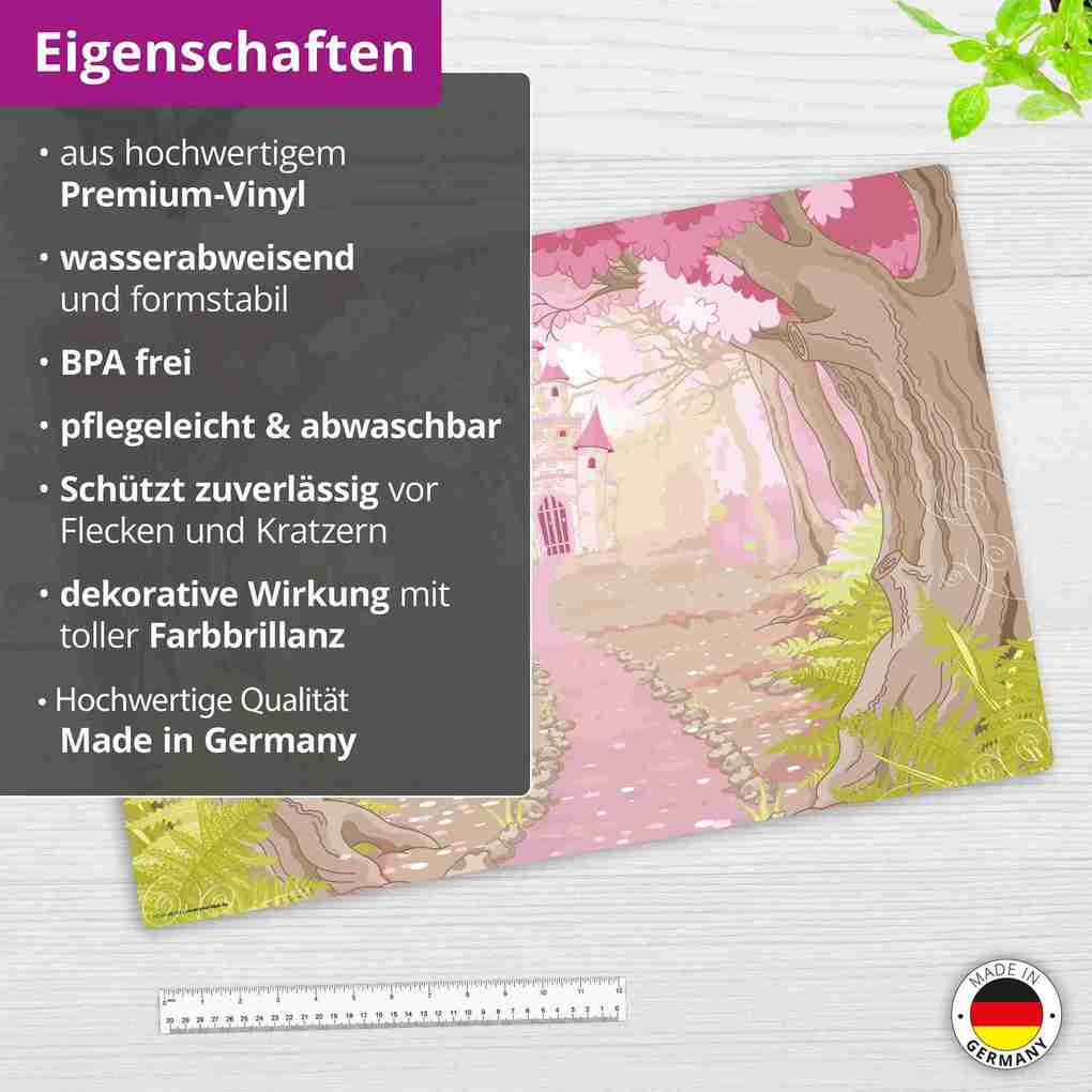 Weitere Ansicht: Cover-your-desk Schreibtischunterlage für Kinder und Erwachsene Märchenschloss im rosa Zauberwald, aus hochwertigem Vinyl , 60 x 40 cm