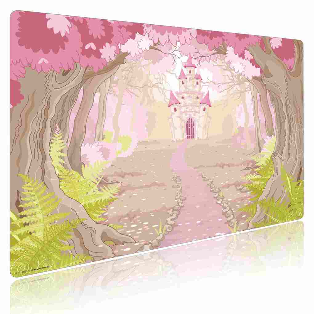 Weitere Ansicht: Cover-your-desk Schreibtischunterlage für Kinder und Erwachsene Märchenschloss im rosa Zauberwald, aus hochwertigem Vinyl , 60 x 40 cm