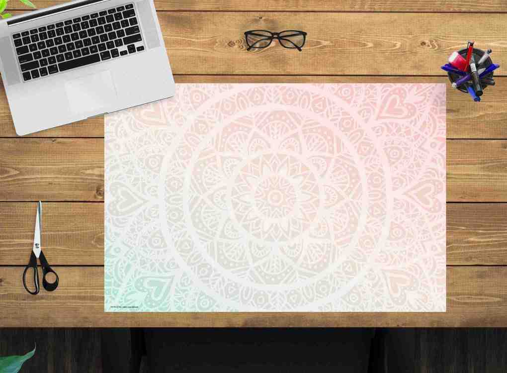 Weitere Ansicht: Cover-your-desk Schreibtischunterlage für Kinder und Erwachsene Mandala rot-grün, aus hochwertigem Vinyl , 60 x 40 cm