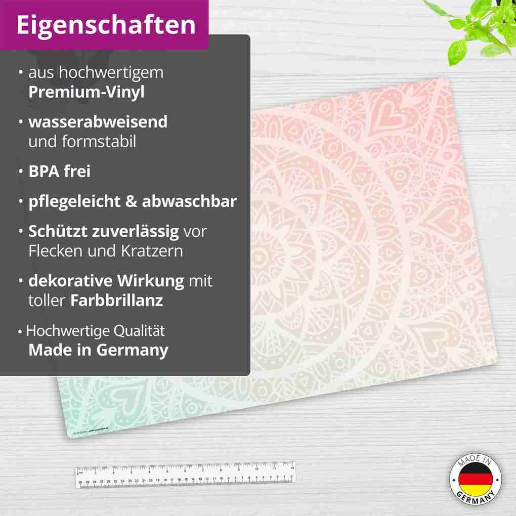 Weitere Ansicht: Cover-your-desk Schreibtischunterlage für Kinder und Erwachsene Mandala rot-grün, aus hochwertigem Vinyl , 60 x 40 cm