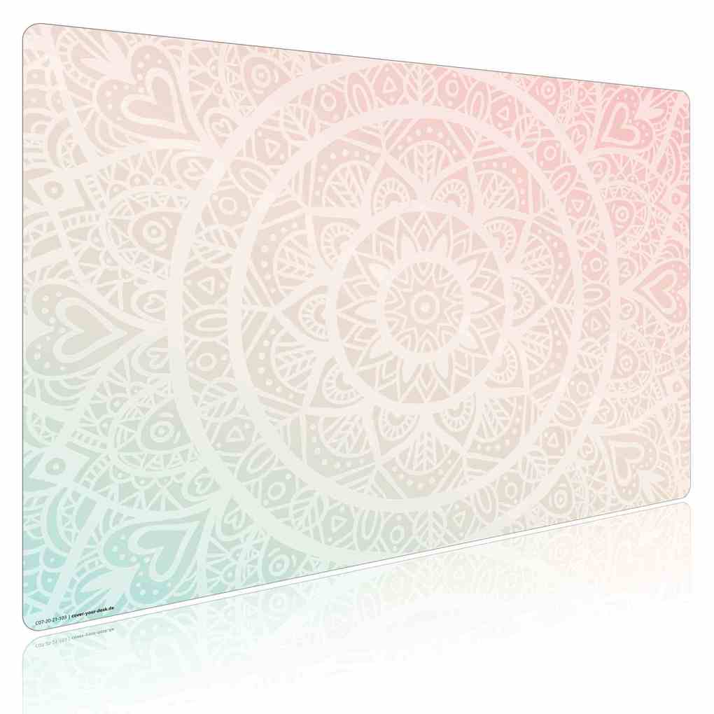 Weitere Ansicht: Cover-your-desk Schreibtischunterlage für Kinder und Erwachsene Mandala rot-grün, aus hochwertigem Vinyl , 60 x 40 cm