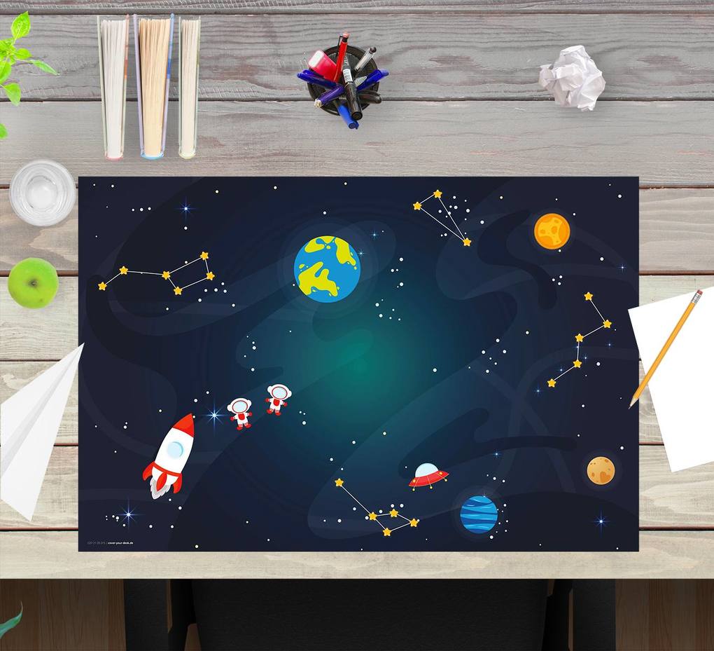 Weitere Ansicht: Cover-your-desk Schreibtischunterlage für Kinder und Erwachsene Weltraumabenteuer, aus hochwertigem Vinyl , 60 x 40 cm