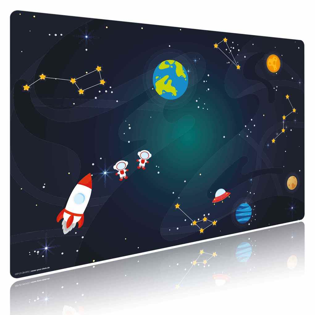 Weitere Ansicht: Cover-your-desk Schreibtischunterlage für Kinder und Erwachsene Weltraumabenteuer, aus hochwertigem Vinyl , 60 x 40 cm