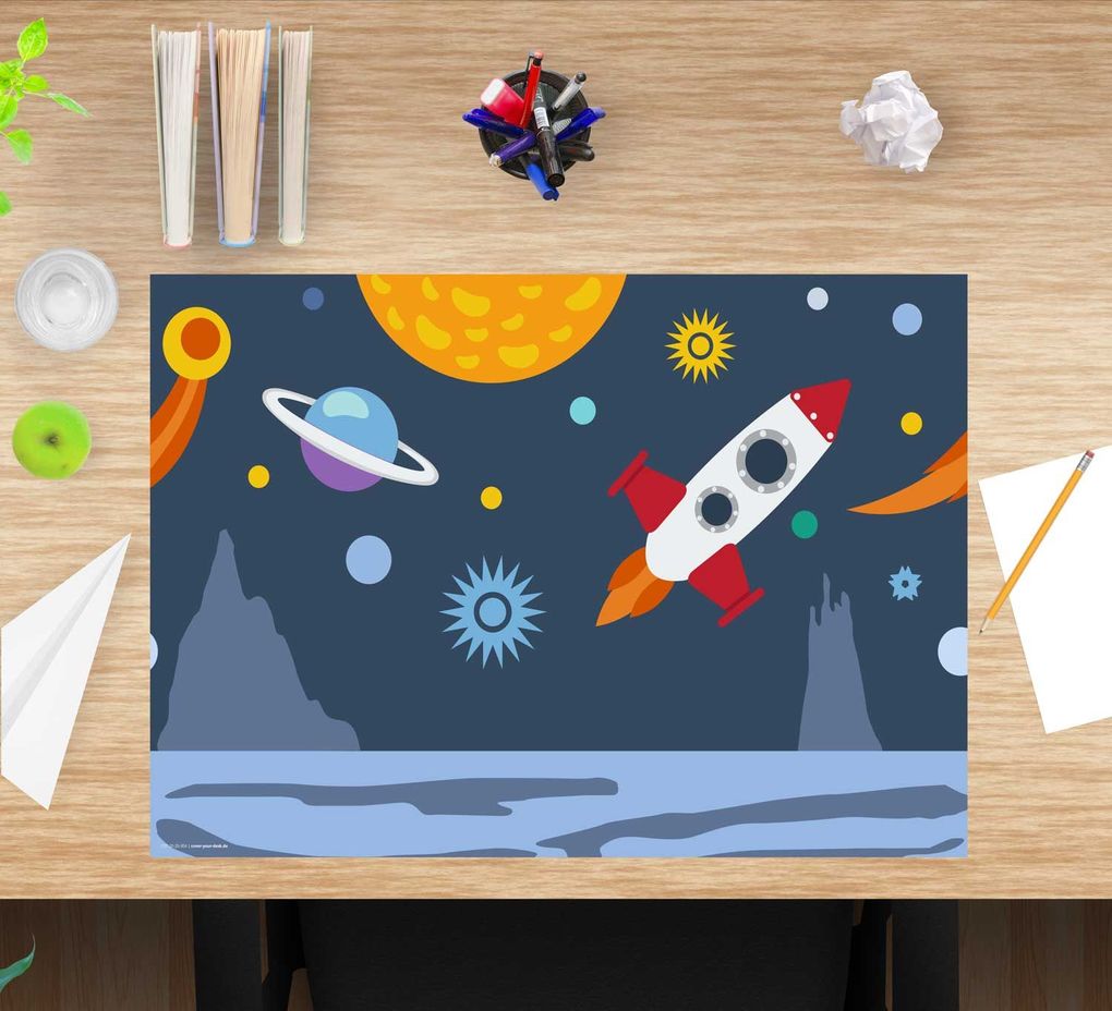 Weitere Ansicht: Cover-your-desk Schreibtischunterlage für Kinder Weltall, aus hochwertigem Vinyl , 60 x 40 cm