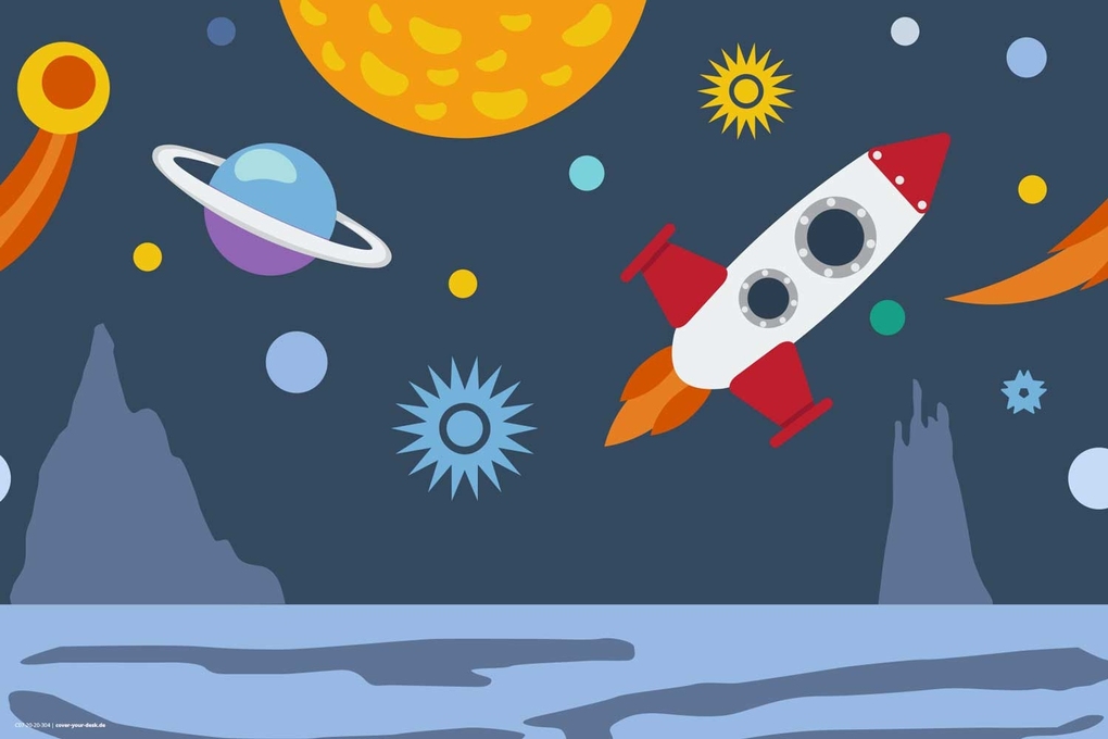 Weitere Ansicht: Cover-your-desk Schreibtischunterlage für Kinder Weltall, aus hochwertigem Vinyl , 60 x 40 cm