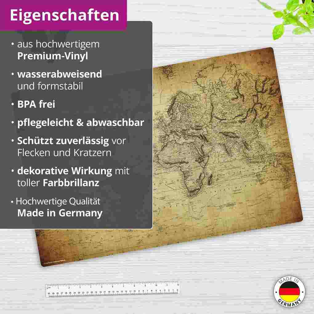 Weitere Ansicht: Cover-your-desk Schreibtischunterlage für Kinder und Erwachsene Weltkarte vintage, aus hochwertigem Vinyl , 60 x 40 cm