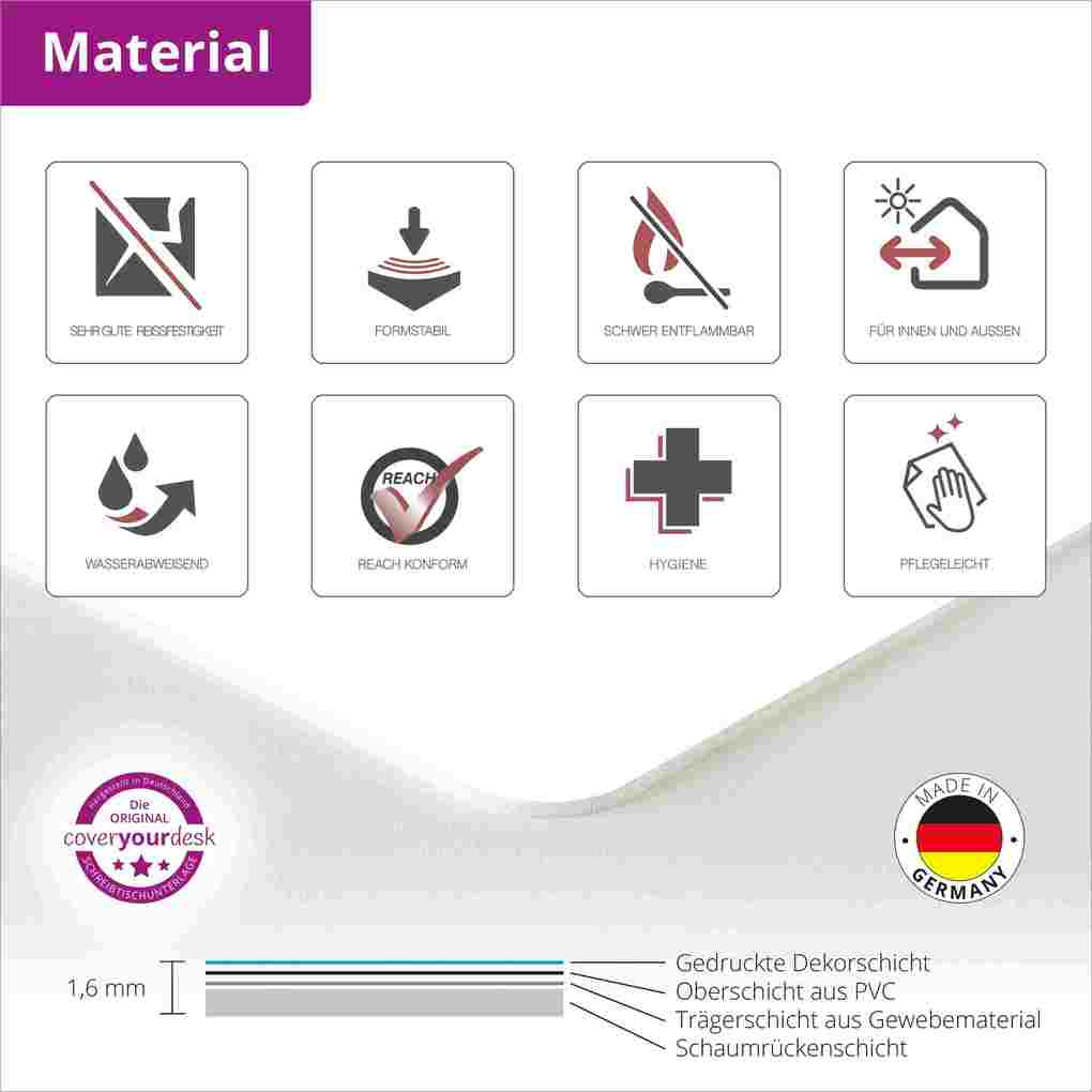 Weitere Ansicht: Cover-your-desk Schreibtischunterlage für Kinder und Erwachsene Cremefarbener Marmor, aus hochwertigem Vinyl , 60 x 40 cm