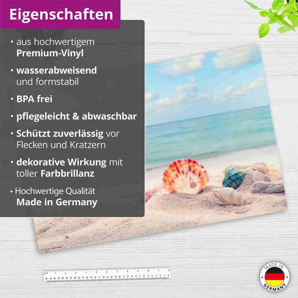 Weitere Ansicht: Cover-your-desk Schreibtischunterlage für Kinder und Erwachsene Traumstrand mit Muscheln, aus hochwertigem Vinyl , 60 x 40 cm