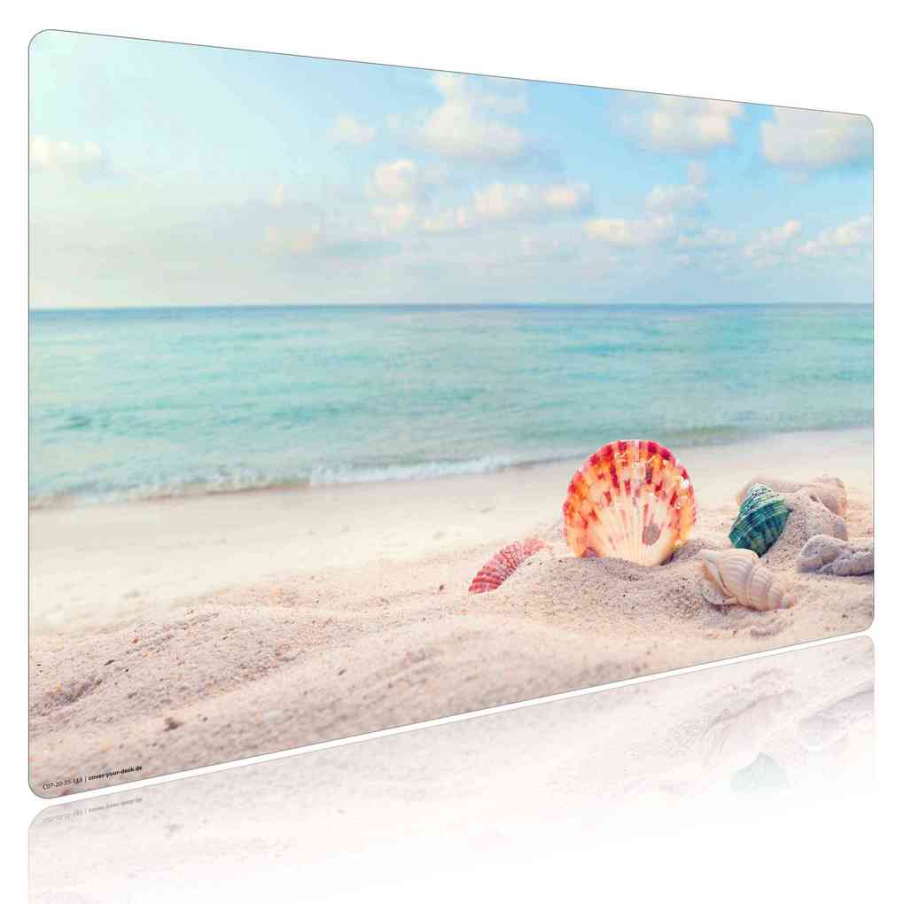 Weitere Ansicht: Cover-your-desk Schreibtischunterlage für Kinder und Erwachsene Traumstrand mit Muscheln, aus hochwertigem Vinyl , 60 x 40 cm