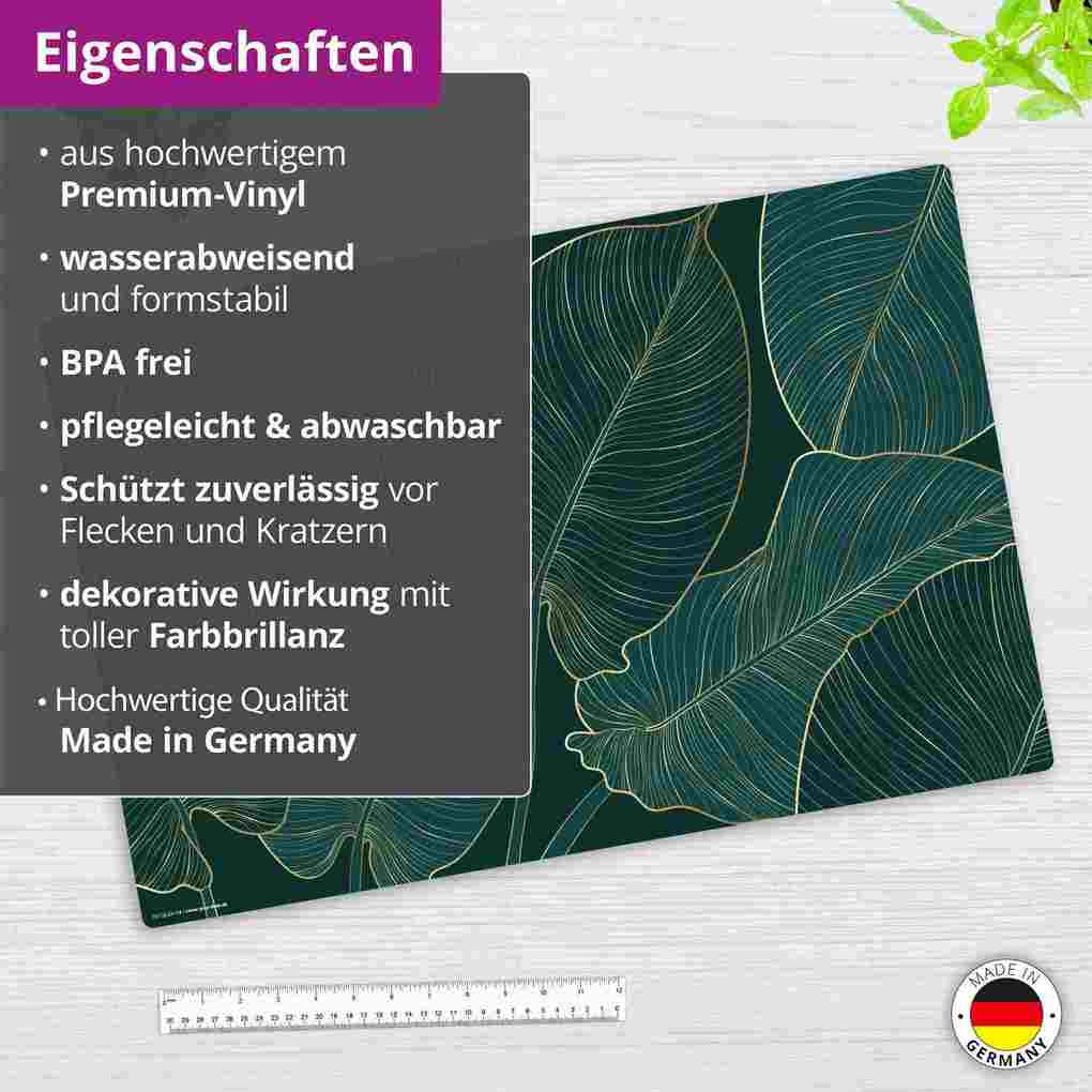 Weitere Ansicht: Cover-your-desk Schreibtischunterlage für Kinder und Erwachsene Tropische Blätter mit Goldadern, aus hochwertigem Vinyl , 60 x 40 cm
