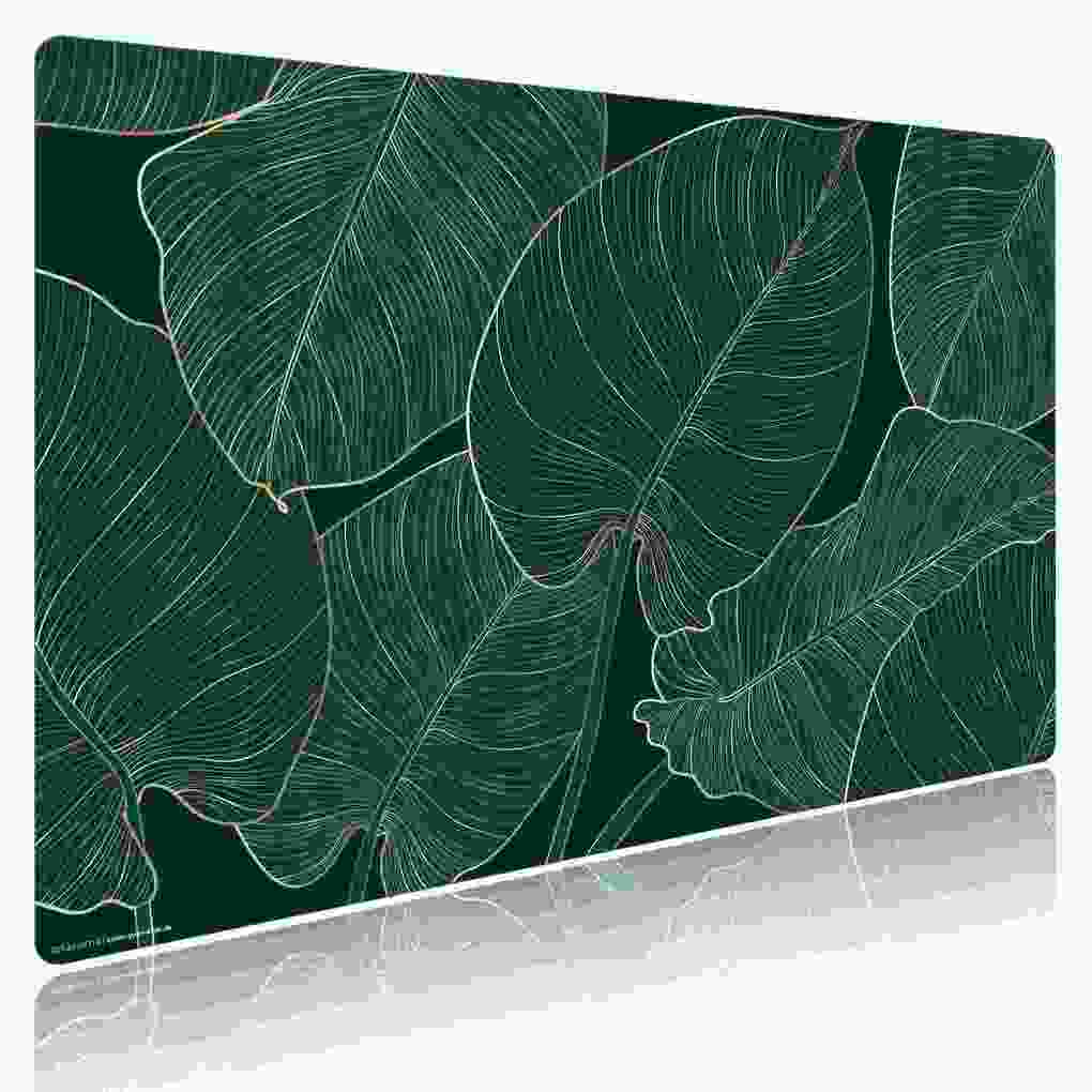 Weitere Ansicht: Cover-your-desk Schreibtischunterlage für Kinder und Erwachsene Tropische Blätter mit Goldadern, aus hochwertigem Vinyl , 60 x 40 cm