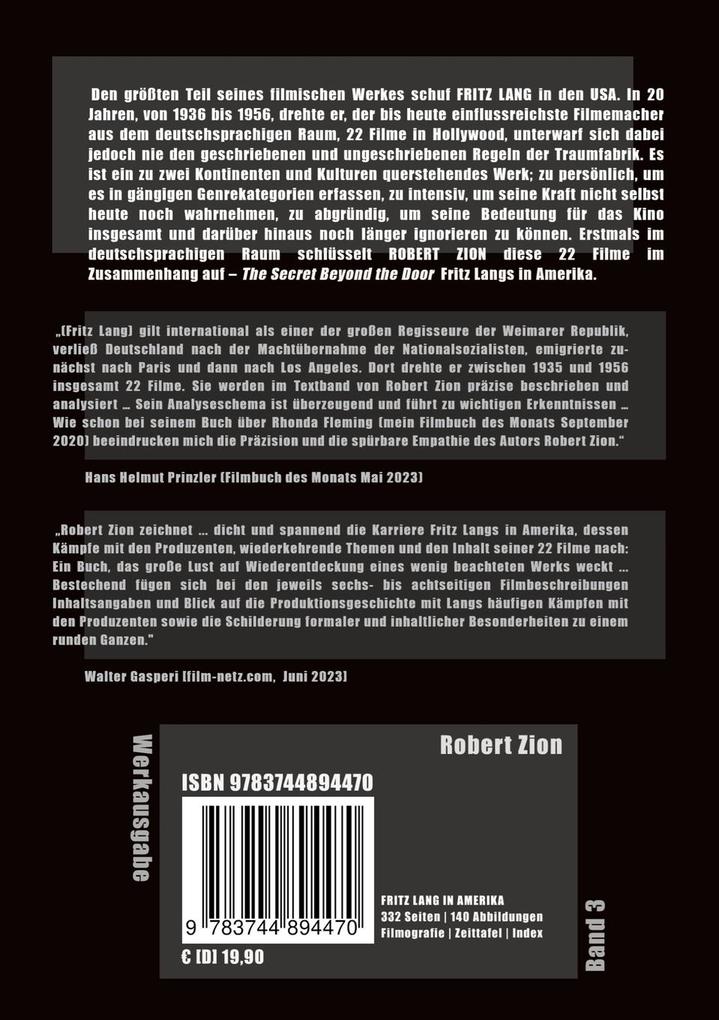 Weitere Ansicht: Fritz Lang in Amerika | Robert Zion