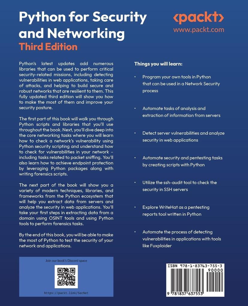 Weitere Ansicht: Python for Security and Networking - Third Edition | José Manuel Ortega