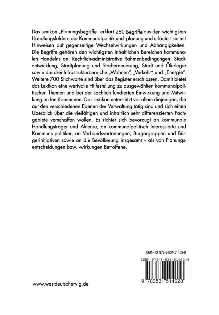 Weitere Ansicht: Planungslexikon | Elisabeth Dauwe-Arnold, Rainer Fritz-Vietta, Peter Müller, Helmut Schmidt, Peter Werner