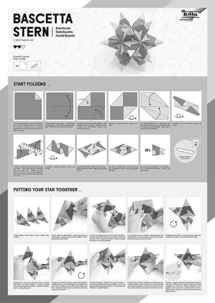 Weitere Ansicht: Folia Bascetta-Stern Set, TRANSPARENTPAPIER 115g/m², 15x15cm, 32 Blatt, weiß