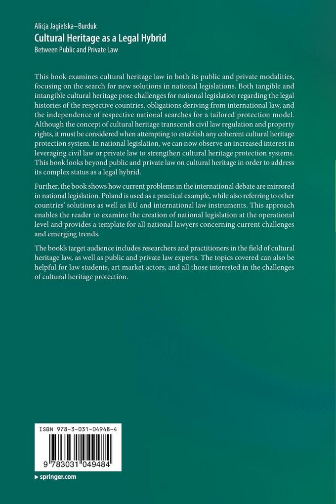 Weitere Ansicht: Cultural Heritage as a Legal Hybrid | Alicja JagielskaBurduk, Alicja Jagielska-Burduk