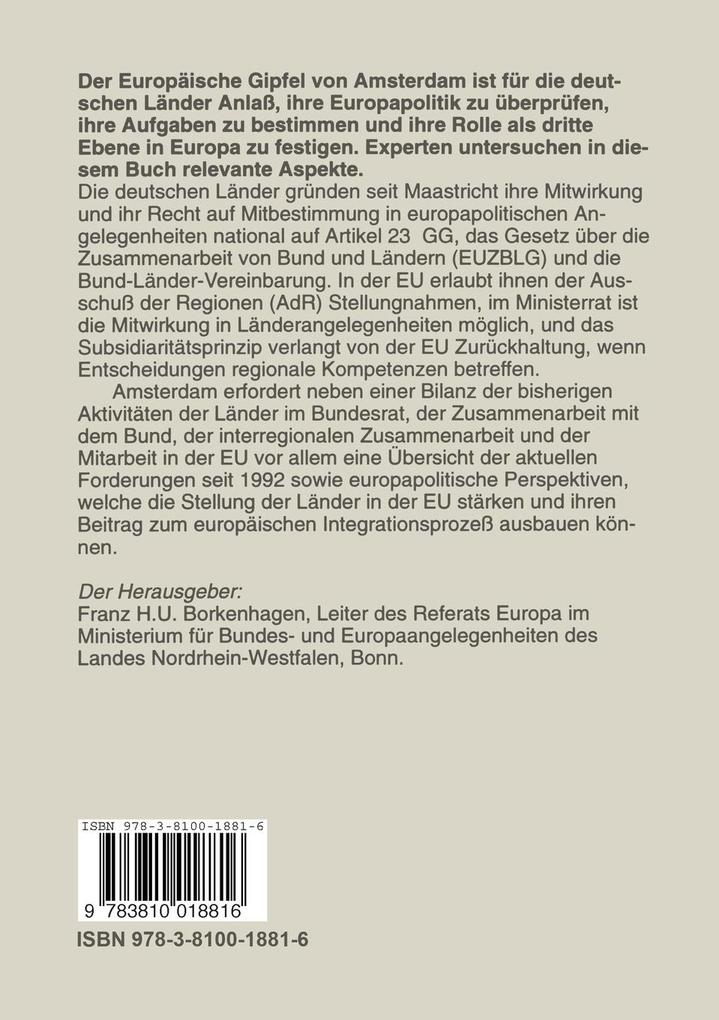 Weitere Ansicht: Europapolitik der deutschen Länder | Franz H. U. Borkenhagen