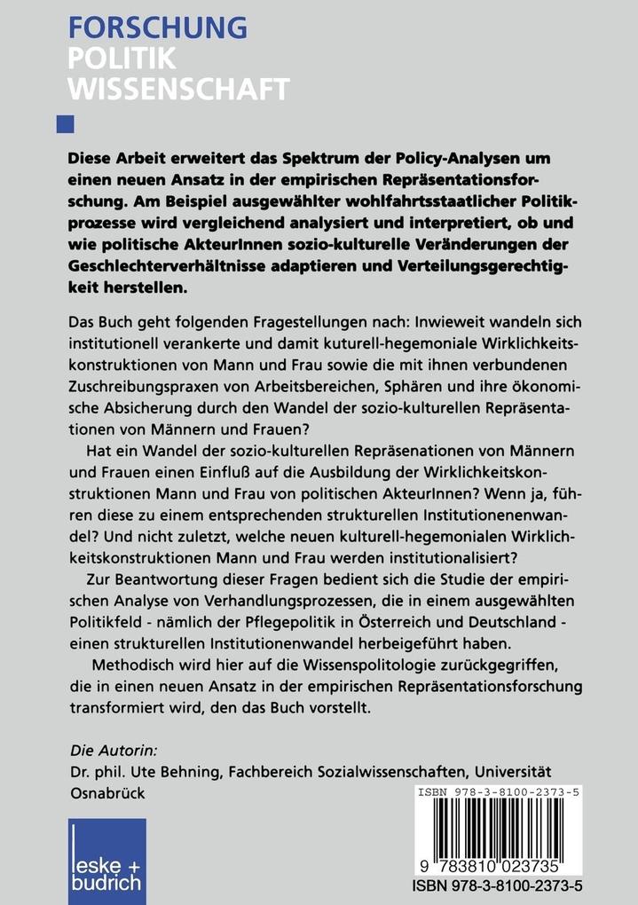 Weitere Ansicht: Zum Wandel der Geschlechterrepräsentationen in der Sozialpolitik | Ute Behning