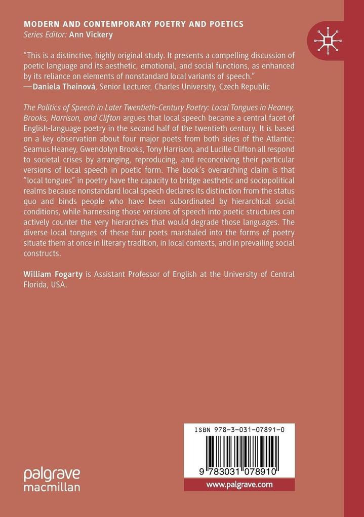 Weitere Ansicht: The Politics of Speech in Later Twentieth-Century Poetry | William Fogarty