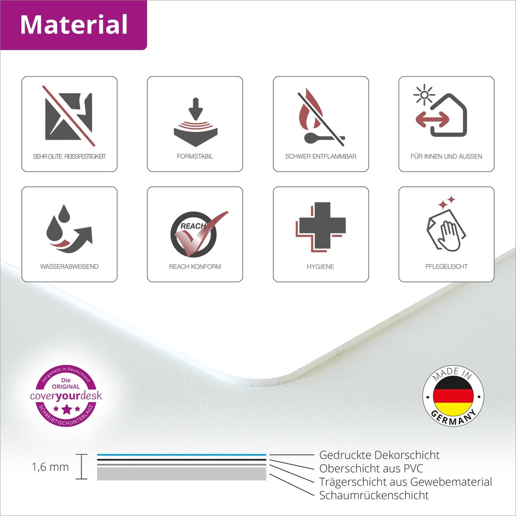 Weitere Ansicht: cover-your-desk Schreibtischunterlage für Kinder und Erwachsene Meerjungfrau im rosa Meer, aus hochwertigem Vinyl , 60 x 40 cm