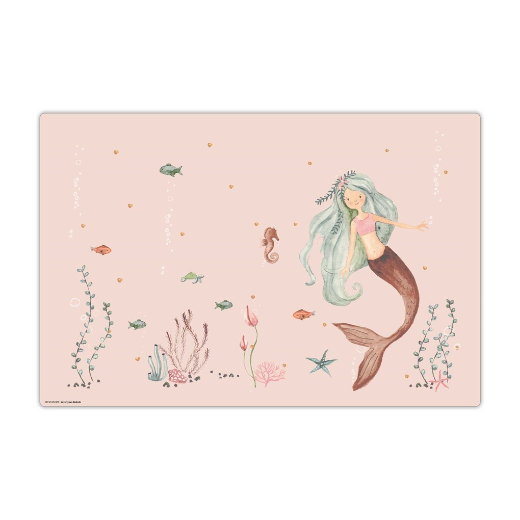 Weitere Ansicht: cover-your-desk Schreibtischunterlage für Kinder und Erwachsene Meerjungfrau im rosa Meer, aus hochwertigem Vinyl , 60 x 40 cm