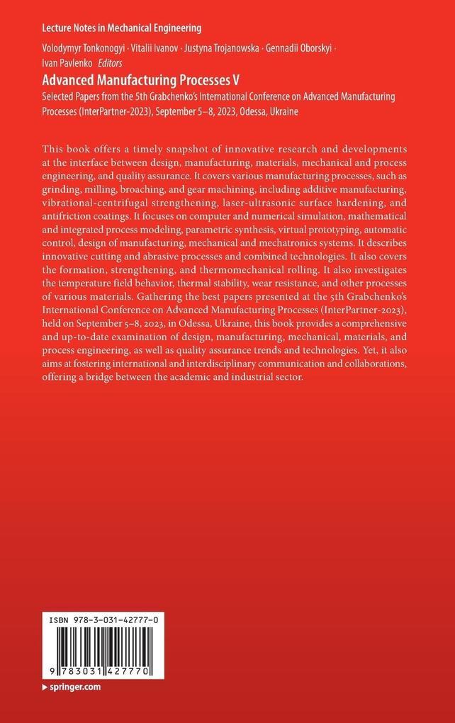Weitere Ansicht: Advanced Manufacturing Processes V