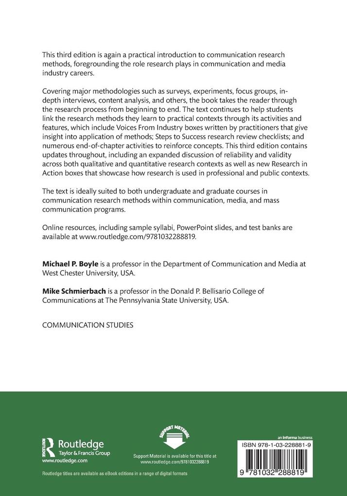 Weitere Ansicht: Applied Communication Research Methods | Michael Boyle, Mike Schmierbach