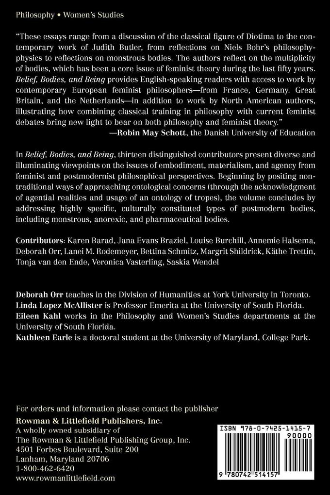 Weitere Ansicht: Belief, Bodies, and Being | Deborah Orr, Linda López McAlister, Eileen Kahl