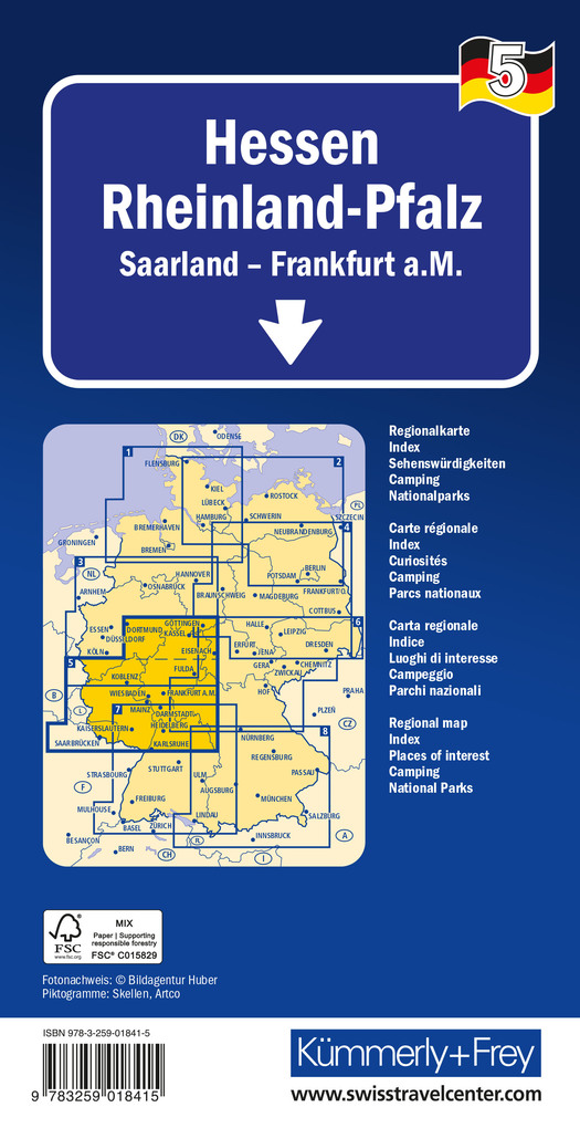 Weitere Ansicht: Kümmerly+Frey Regional-Strassenkarte 5 Hessen, Rheinland-Pfalz 1:275.000