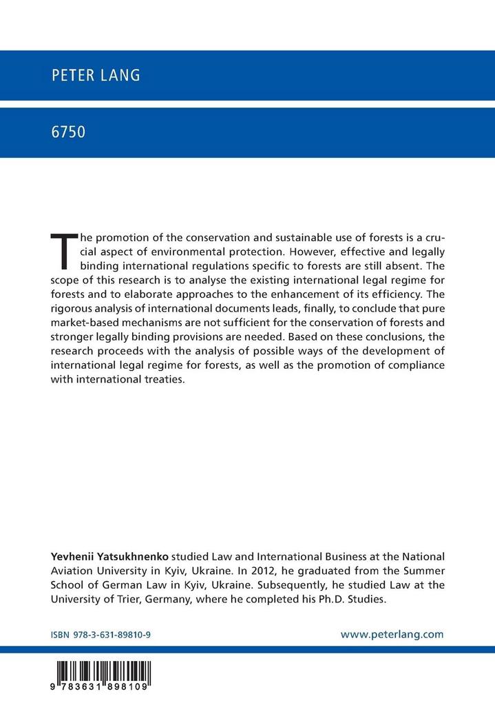 Weitere Ansicht: International Legal Approaches to the Promotion of the Conservation and Sustainable Use of Forests | Yevhenii Yatsukhnenko